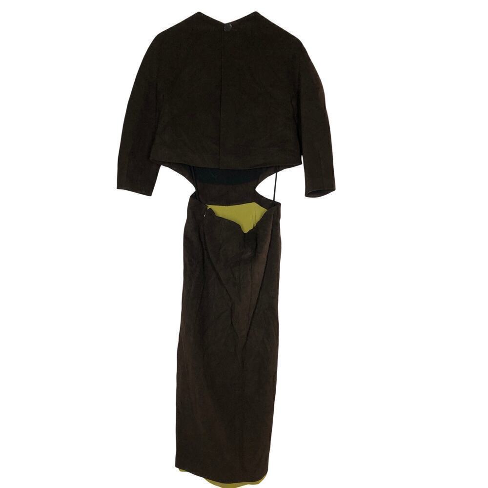 Proenza Schouler Dress Brushed Viscose Cutout Front Slit Maxi Brown Size 0 - Picture 5 of 8